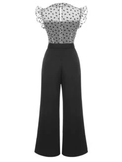 Black 1930s Mesh Bow-knot Patchwork Jumpsuit -Retro Pulse Shop 2 e8c0a4b6 8609 4934 a25a f15940478e8b