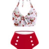 2PCS 1950s Cherry Patchwork Bikini Set -Retro Pulse Shop 324e27c09ea62b1fa1953ce5c8add3b2