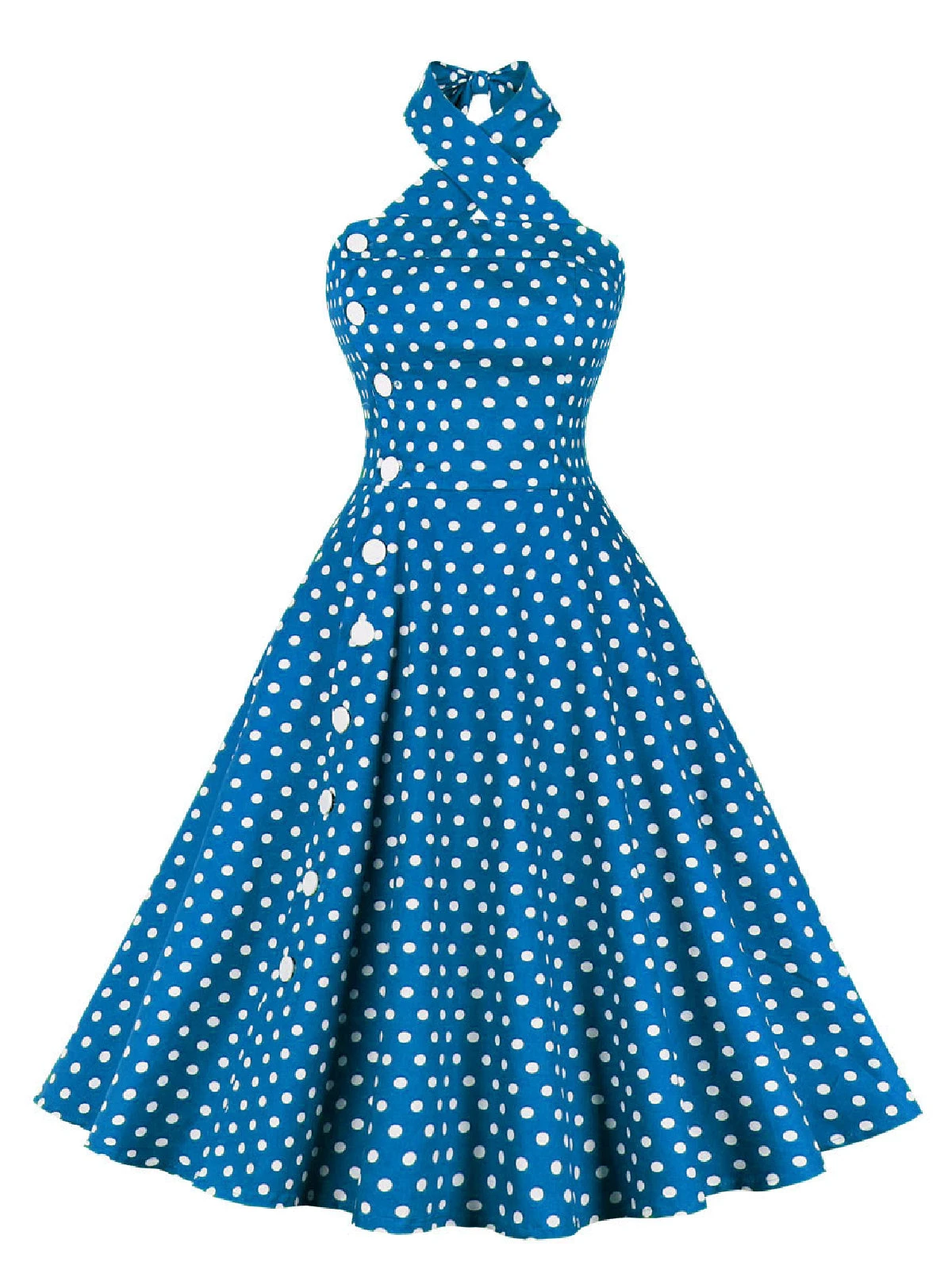 Green 1950s Polka Dot Halter Dress 5 Green 1950s Polka Dot Halter Dress - Image 3