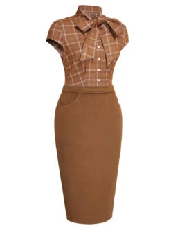 2PCS Brown Bolero Jacket & Plaid Pencil Dress -Retro Pulse Shop 3 c8a3453e 43d4 4c81 a706 cf8b91f5f7e2