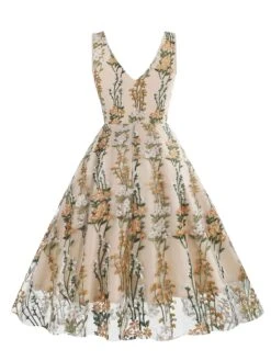 1950s Embroidered Floral V-Neck Swing Dress -Retro Pulse Shop 3 compressed 2a33ee25 8156 4386 8783 cea29444e2ab