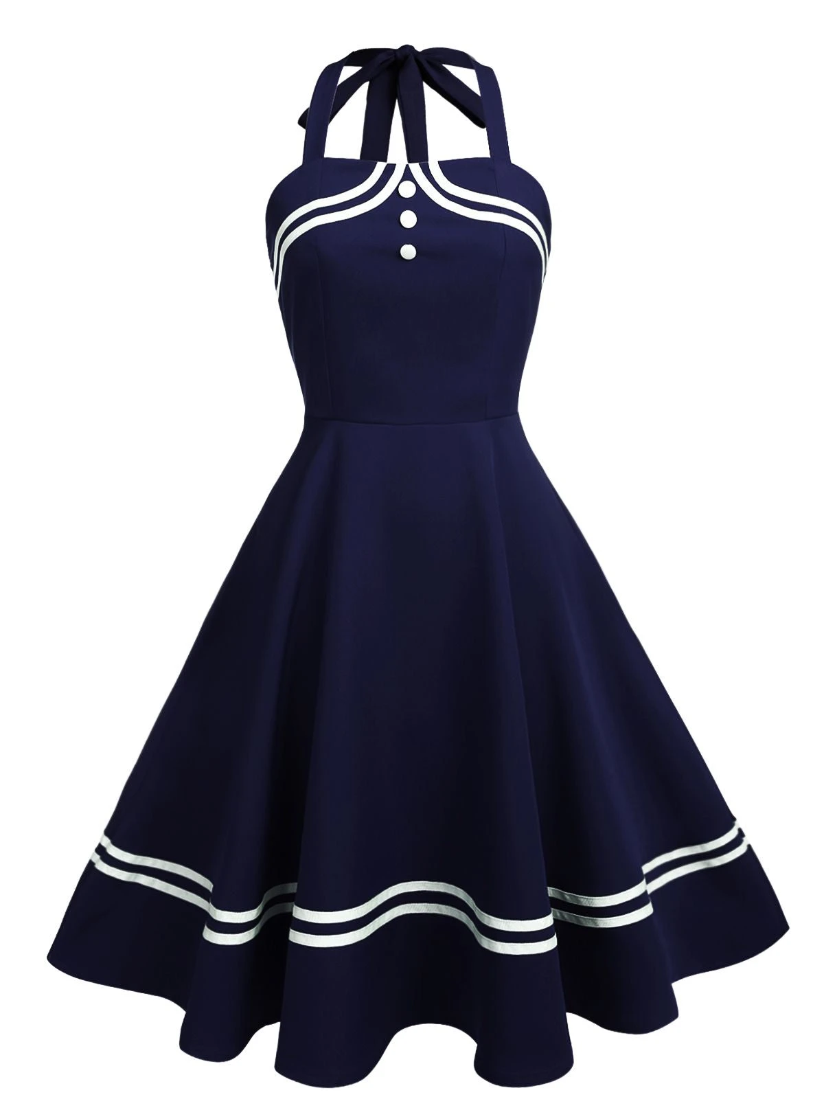 1950s Halter Navy Swing Dress 3 1950s Halter Navy Swing Dress