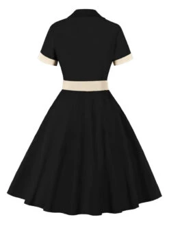 1950s Retro Contrast Short-Sleeved Lapel Dress -Retro Pulse Shop 7 473821e7 dd62 4f22 b8cc b9069a202691