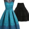 2PCS Blue 1950s Dress & Black Petticoat -Retro Pulse Shop 8