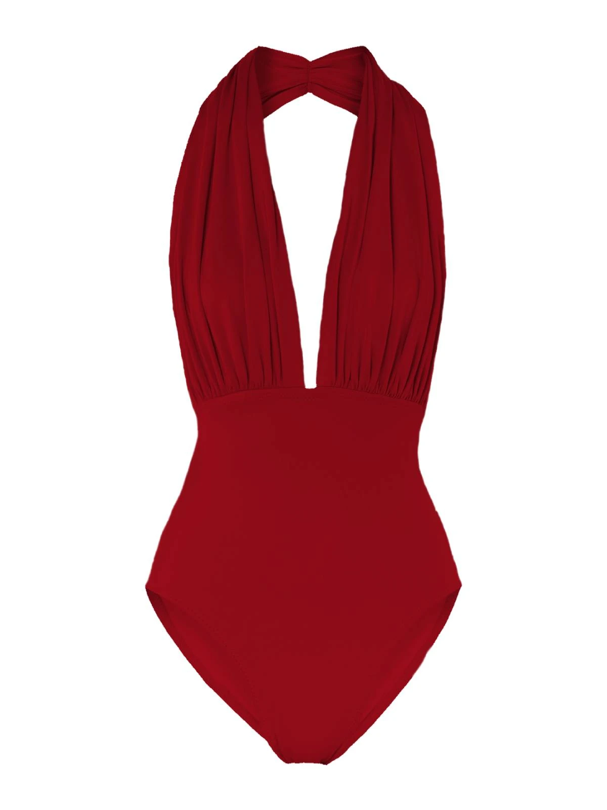 Red 1930s Retro Halter Solid One-piece Swimsuit 3 Red 1930s Retro Halter Solid One-piece Swimsuit