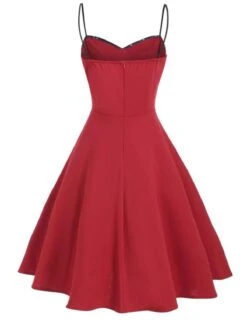 Red 1950s Stars Patchwork Strap Dress -Retro Pulse Shop 9120 3