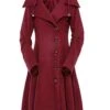 Wine Red 1950s Solid Button Coat 1 Wine Red 1950s Solid Button Coat -Retro Pulse Shop 9466069597 1783190685