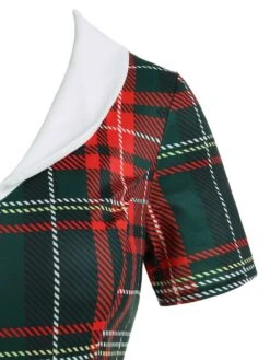 Red 1950s Plaid Bow Swing Dress -Retro Pulse Shop 9515 3