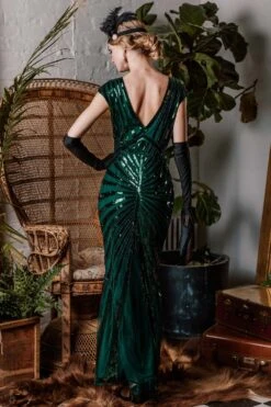 Green 1920s Sequin Art Deco Maxi Dress 13 Green 1920s Sequin Art Deco Maxi Dress -Retro Pulse Shop ALEX6332