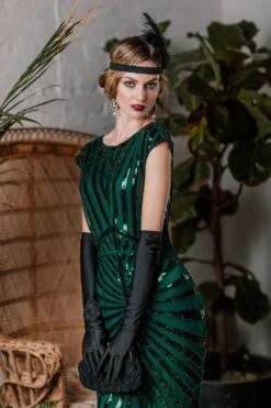 Green 1920s Sequin Art Deco Maxi Dress 14 Green 1920s Sequin Art Deco Maxi Dress -Retro Pulse Shop ALEX6346