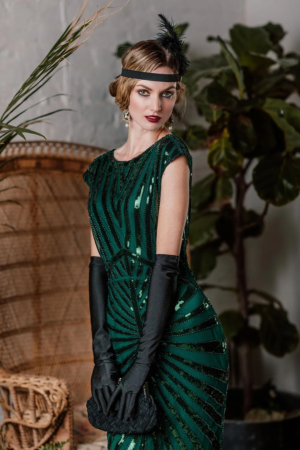 Green 1920s Sequin Art Deco Maxi Dress 7 Green 1920s Sequin Art Deco Maxi Dress - Image 5