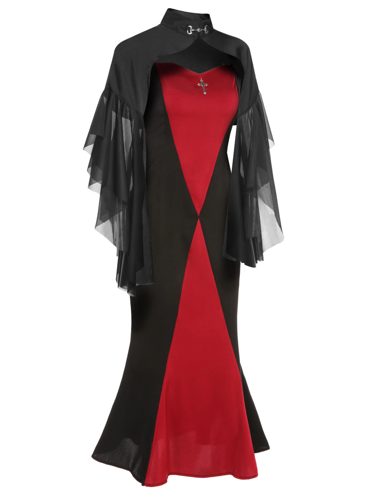 2PCS 1930s Halloween Fishtail Dress & Sheer Coat 6 2PCS 1930s Halloween Fishtail Dress & Sheer Coat - Image 4