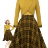 2PCS Yellow 1950s Short Coat & Plaid Dress -Retro Pulse Shop CBH180812 1