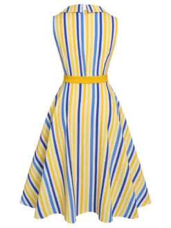 2PCS 1950s Yellow White Blue Striped Romper & Skirt -Retro Pulse Shop CBH180852 6
