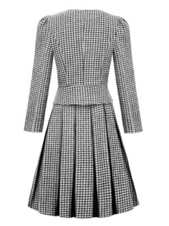 2PCS Black Retro Plaid Blazer & Panel Skirt 20 2PCS Black Retro Plaid Blazer & Panel Skirt -Retro Pulse Shop CBV180380 B 3