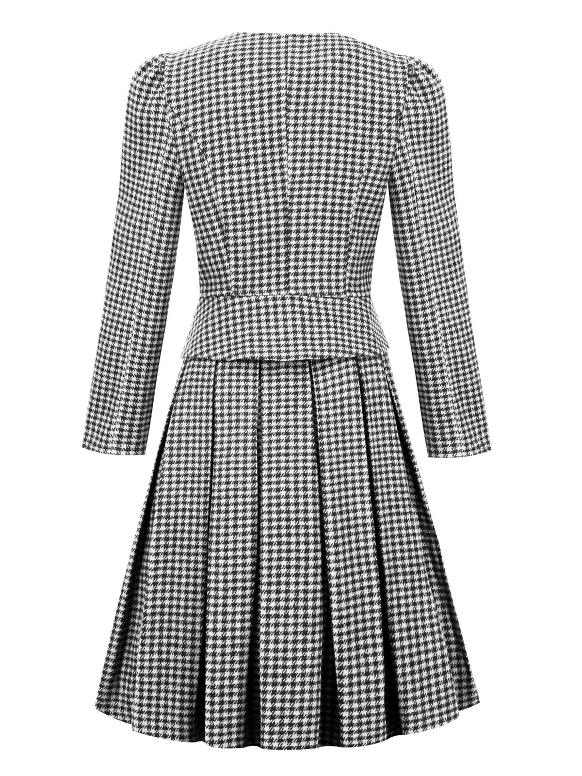 2PCS Black Retro Plaid Blazer & Panel Skirt 5 2PCS Black Retro Plaid Blazer & Panel Skirt - Image 3