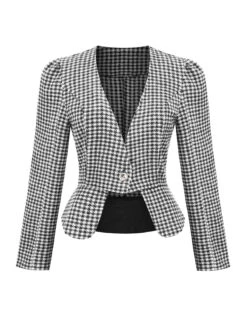 2PCS Black Retro Plaid Blazer & Panel Skirt 21 2PCS Black Retro Plaid Blazer & Panel Skirt -Retro Pulse Shop CBV180380 B 5