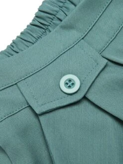 Mint Green 1950s Solid Pleating Decorative Pocket Shorts -Retro Pulse Shop D69A4907