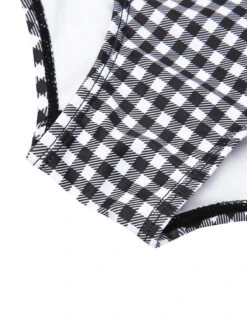 White&Black 1940s Plaid Suspenders Swimsuit -Retro Pulse Shop D69A4985