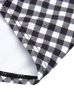 White&Black 1940s Plaid Suspenders Swimsuit -Retro Pulse Shop D69A4986