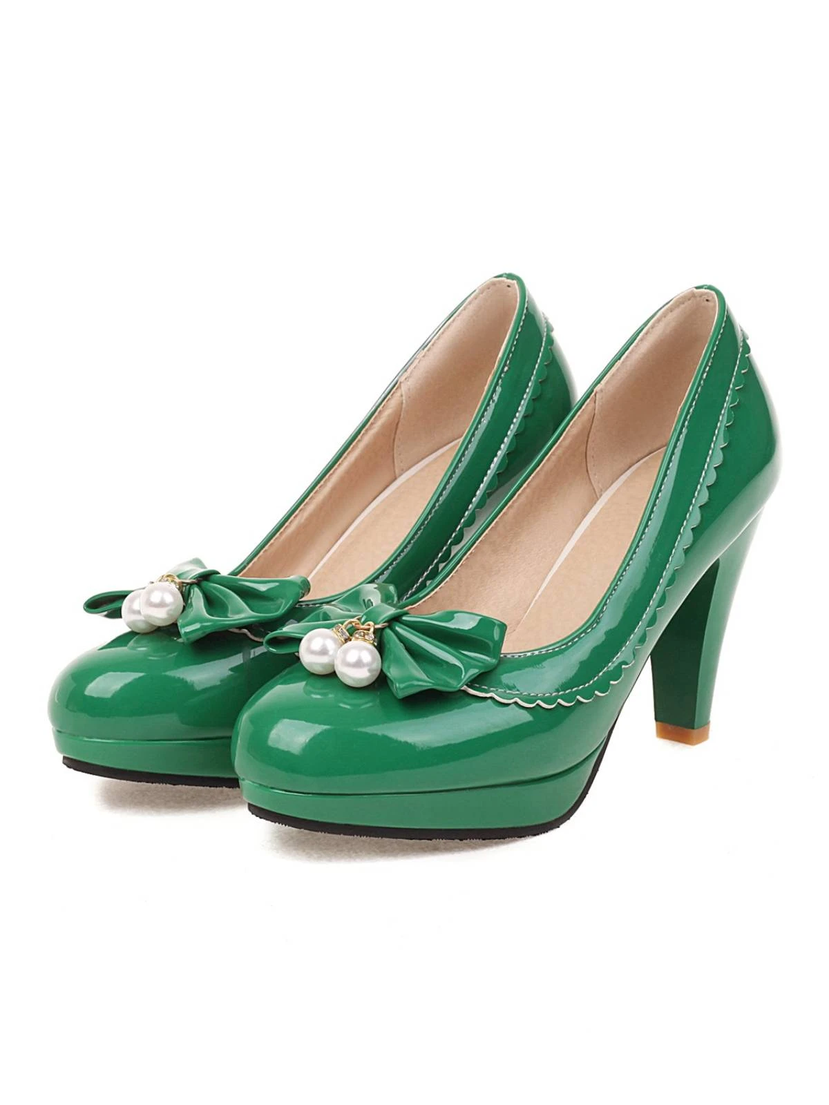 Retro Bow Pearl High Heels Shoes 5 Retro Bow Pearl High Heels Shoes - Image 3