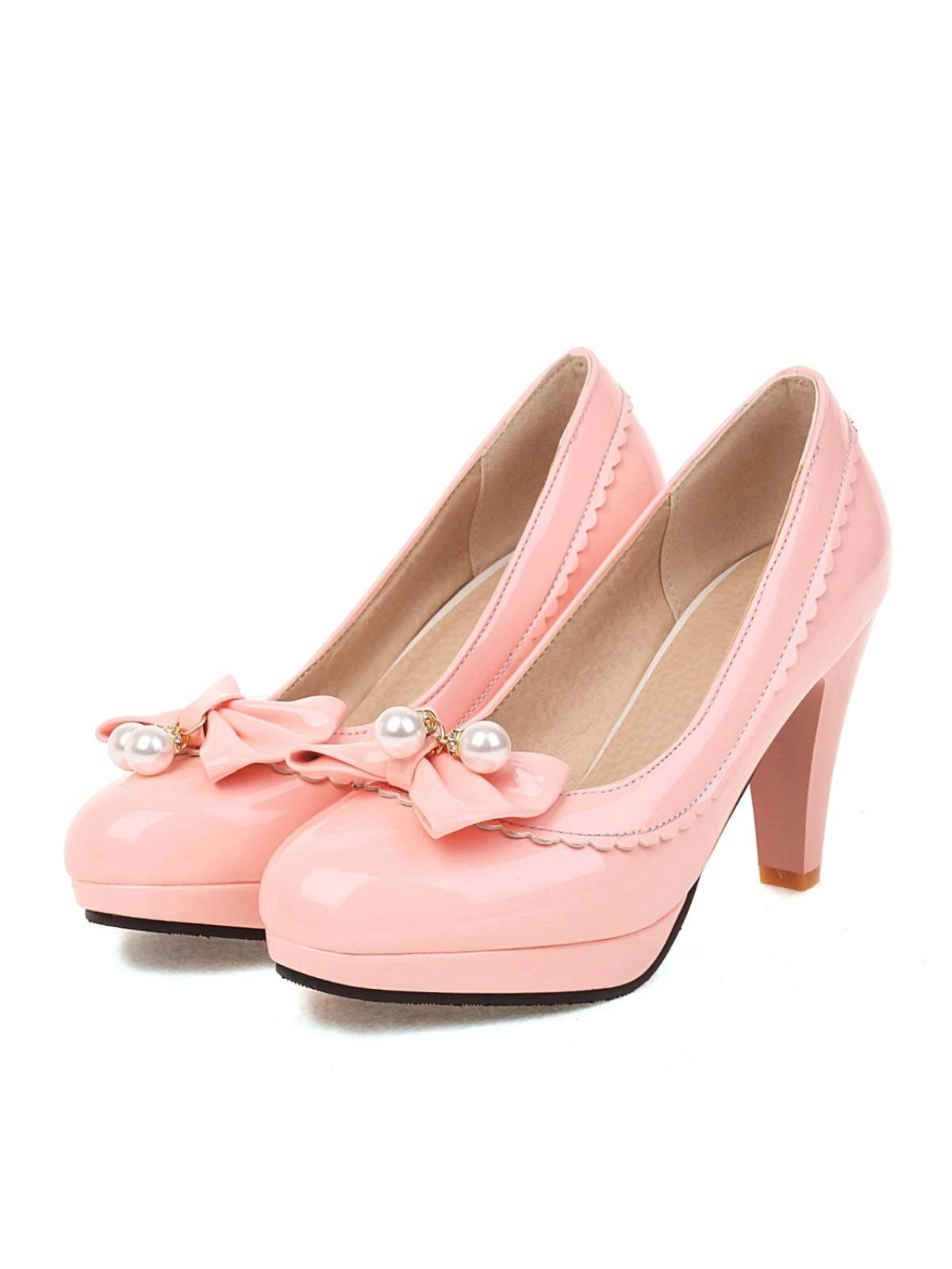 Retro Bow Pearl High Heels Shoes 3 Retro Bow Pearl High Heels Shoes