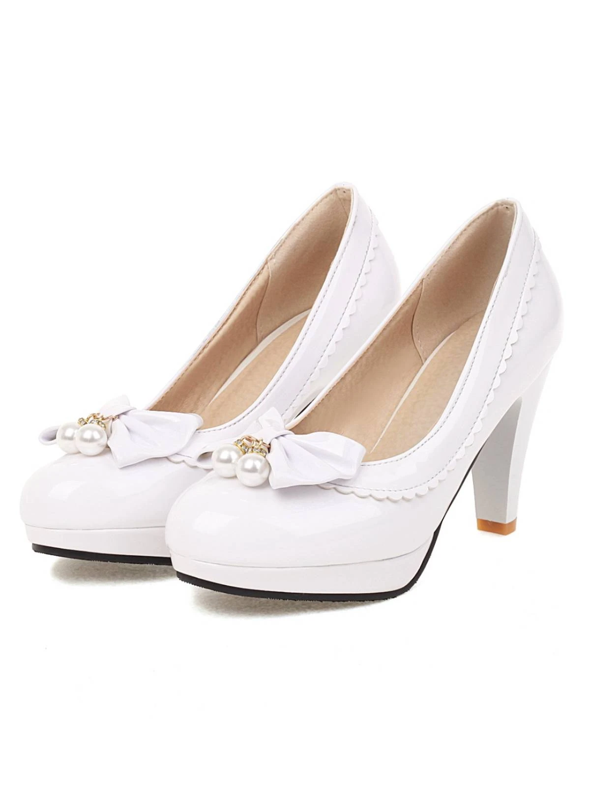 Retro Bow Pearl High Heels Shoes 4 Retro Bow Pearl High Heels Shoes - Image 2