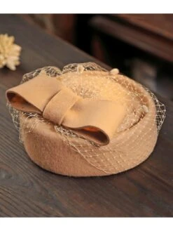 Retro Bow Mesh Wooled Dress Hat -Retro Pulse Shop KH a4dbfd3a f95e 4fc9 a15b 3fd6291e0d1a