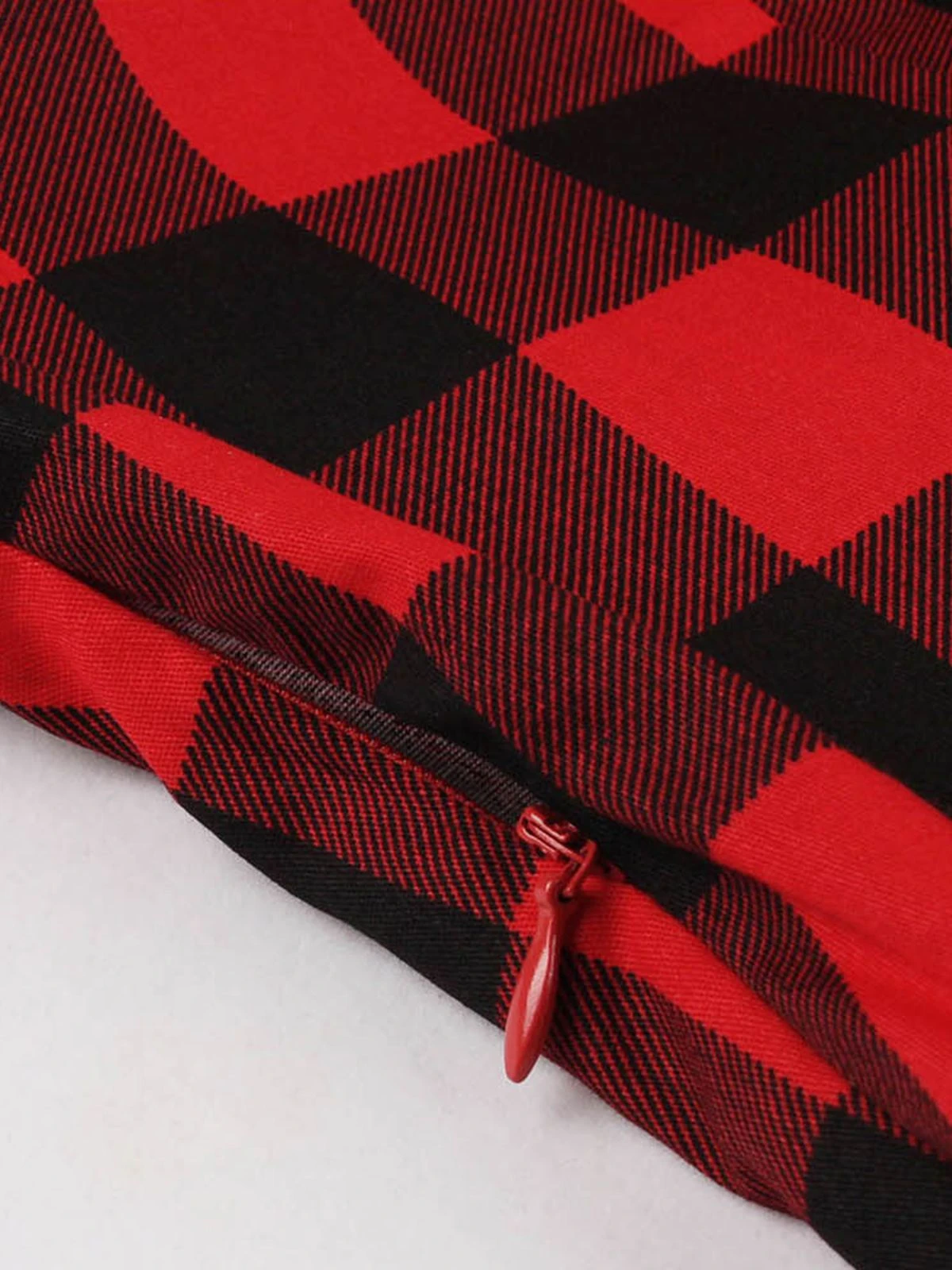 Red 1950s Plaid Bowknot Swing Dress 5 Red 1950s Plaid Bowknot Swing Dress - Image 3
