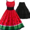 2PCS Watermelon 1950s Dress & Black Petticoat -Retro Pulse Shop SCH000296 PAT1