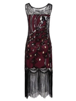 Wine Red 1920s Peacock Flapper Dress -Retro Pulse Shop SCH000301 WR 1 3 37de4ab6 1c04 42c9 9559 2821896ba7b7