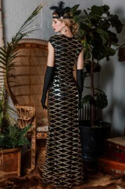 [US Warehouse] Gold 1920s Sequin Maxi Dress -Retro Pulse Shop SCH000309 GO 4