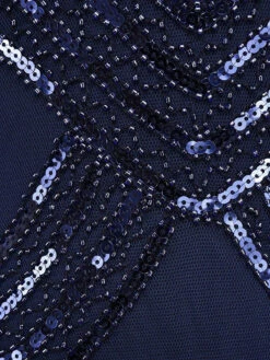 Blue 1920s Sequin Flapper Dress 9 Blue 1920s Sequin Flapper Dress -Retro Pulse Shop SCH000316 BL 4