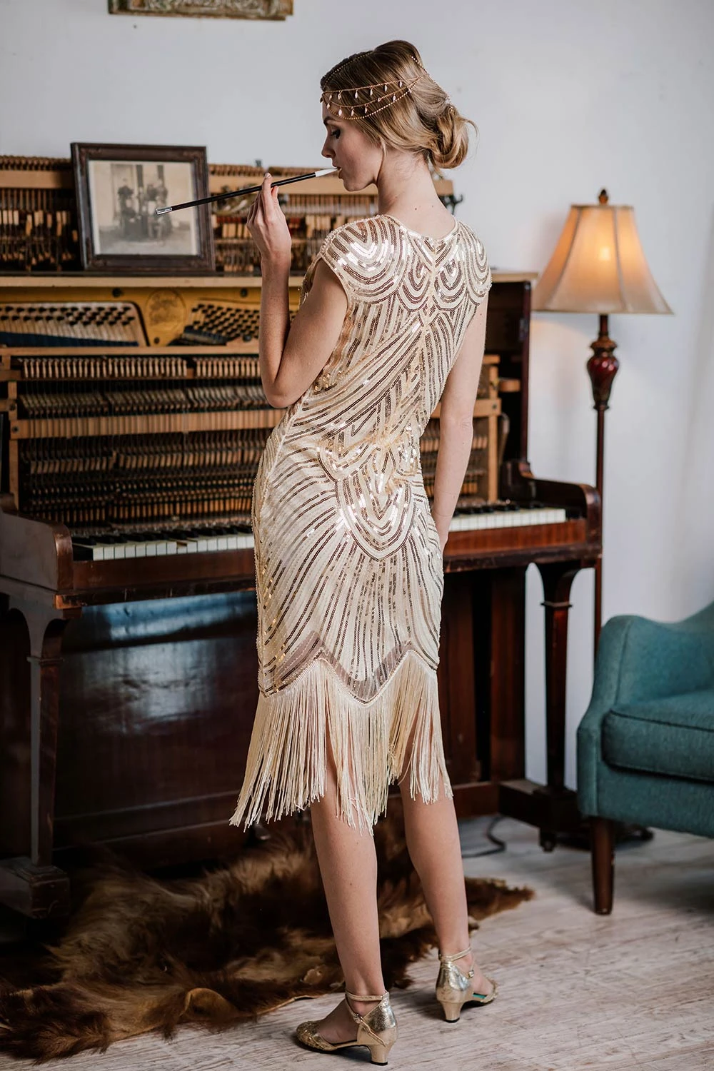 1920s Sequin Beaded Fringed Dress 12 1920s Sequin Beaded Fringed Dress - Image 10
