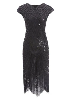 1920s Sequin Beaded Fringed Dress