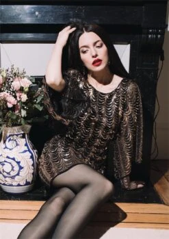 [US Warehouse] Gold 1920s Sequined Flare Sleeve Dress -Retro Pulse Shop SCH000399 GO 2 b18dd9b0 b8db 4b0a ae82 a6ee451ea603