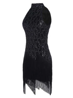 Black 1920s Sequined Glitter Dress -Retro Pulse Shop SCH000403 3