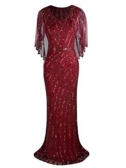 1920s Mesh Sequined Cape Maxi Dress 35 1920s Mesh Sequined Cape Maxi Dress -Retro Pulse Shop SCH000412 WR 1 400286f8 6615 4409 b98d 4fccc4434c6a