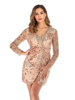 [US Warehouse] Pink 1920s Sequined Long Sleeve Dress -Retro Pulse Shop SCH000427 PP 4 d36cfdd6 0b20 43d1 8b19 527f1a1c2edd