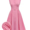 Pink 1950s Doll Collar Solid Dress 1 Pink 1950s Doll Collar Solid Dress -Retro Pulse Shop SCH000552