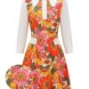 Orange 1960s Lapel Flowers Patchwork Dress -Retro Pulse Shop SCH000585 1