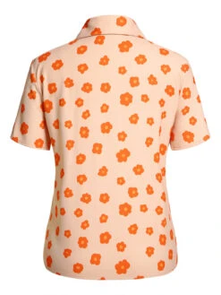 Orange 1960s Floral Short Sleeves Shirt -Retro Pulse Shop SCH000587 3