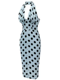 Blue 1960s Polks Dots Pencil Dress -Retro Pulse Shop SCH000622 BL 4