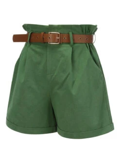 Dark Green 1960s Solid Vintage Shorts -Retro Pulse Shop SCH000641 2