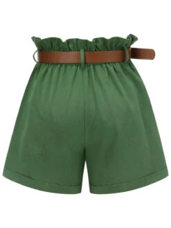 Dark Green 1960s Solid Vintage Shorts -Retro Pulse Shop SCH000641 3