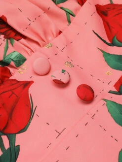 High Waist Suspenders Rose Dress -Retro Pulse Shop SCH000666 5