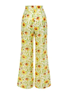 Yellow 1950s Sunflower Jacquard Pants -Retro Pulse Shop SCH000693 3