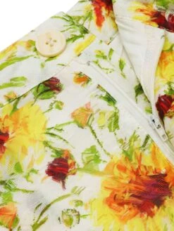 Yellow 1950s Sunflower Jacquard Pants -Retro Pulse Shop SCH000693 4