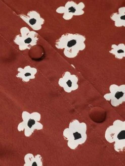 Red 1960s Floral Puff Sleeve Flared Dress -Retro Pulse Shop SCH000715 5 compressed