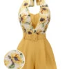 Yellow 1950s Sunflower Halter Romper -Retro Pulse Shop SCH000733 01